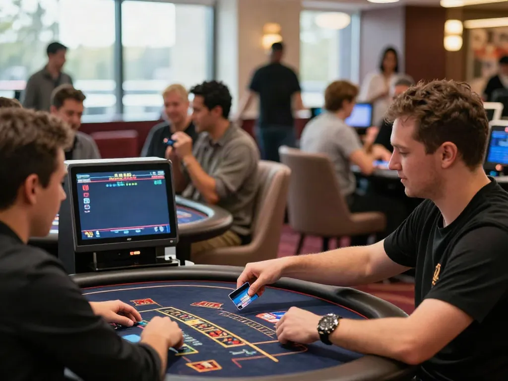 Engaged players enjoying online casinos that accept credit card payments in a modern UK casino setting.