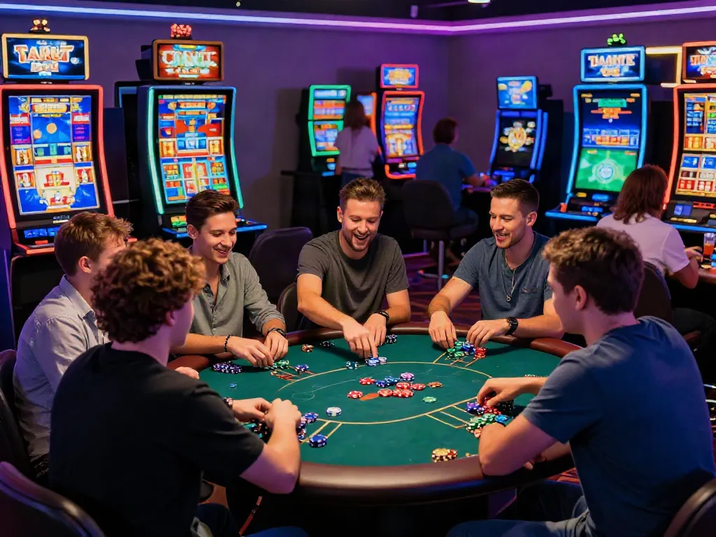 Players enjoying a lively game at a casino not on Gamestop, engaged and excited.