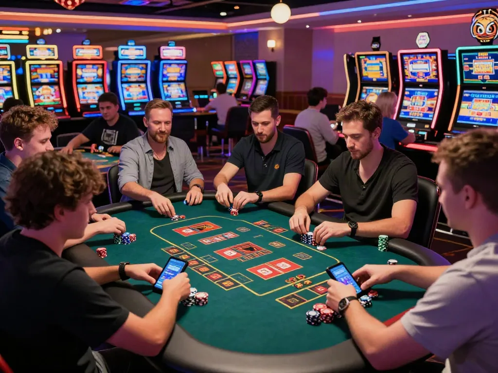 Players enjoying a lively casino not on gamestop with vibrant atmosphere and modern gaming.