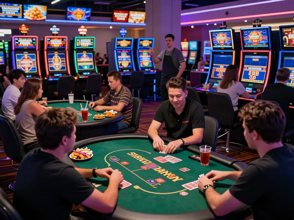 Exciting casino not on gamestop scene with players engaging in games and a vibrant atmosphere.