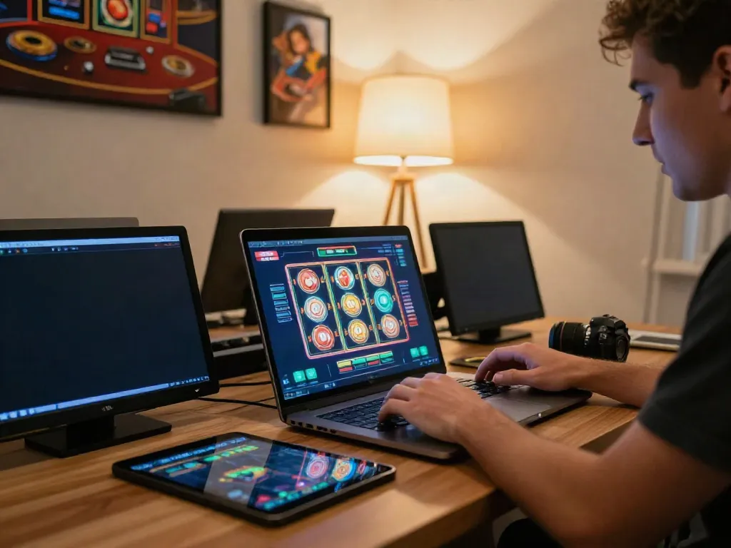 Player enjoying casino not on gamestop games at home with modern devices.