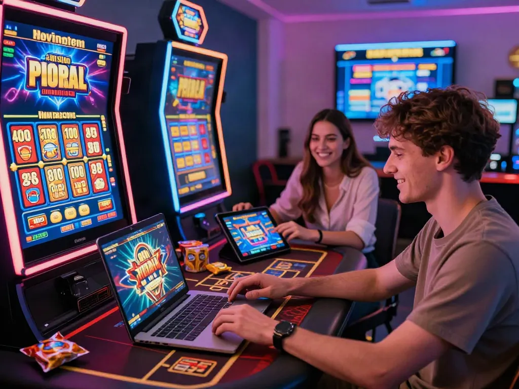 Diverse players enjoying games at a casino not on Gamstop, highlighting excitement and engagement.
