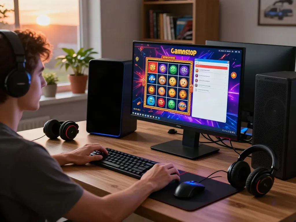 Exciting player enjoying the casino not on gamestop experience at home with vibrant gaming setup.