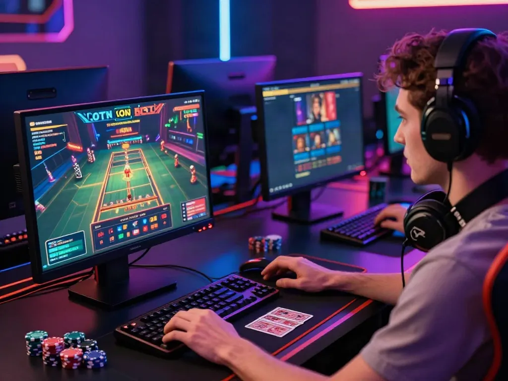 Engaged player experiencing a casino not on Gamstop on a gaming monitor