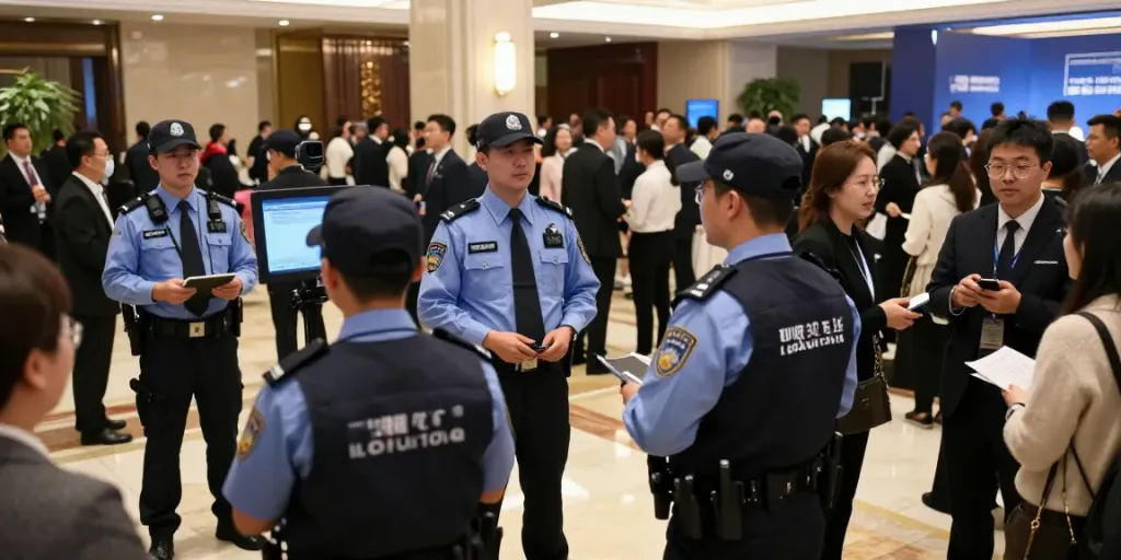 Corporate security professionals ensuring safety at a local event.