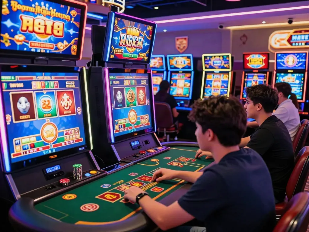 Casino not on gamestop players enjoying online gaming with vibrant interfaces