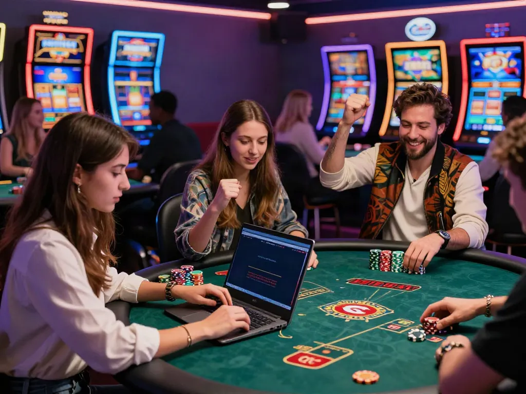 The vibrant online casino scene showcases players engaged with casinos not on GamStop, celebrating wins.