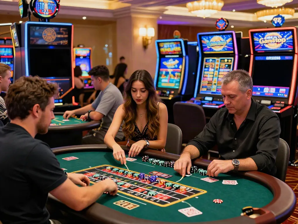 Players enjoying games at a casino not on GamStop, showcasing engaging roulette and slot play.