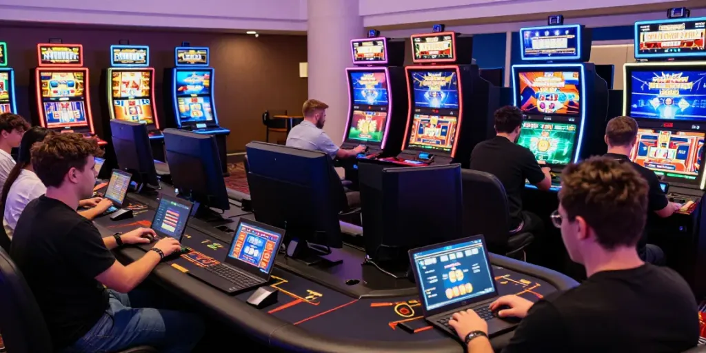 Casino not on Gamestop players enjoying interactive games online in vibrant digital setting.