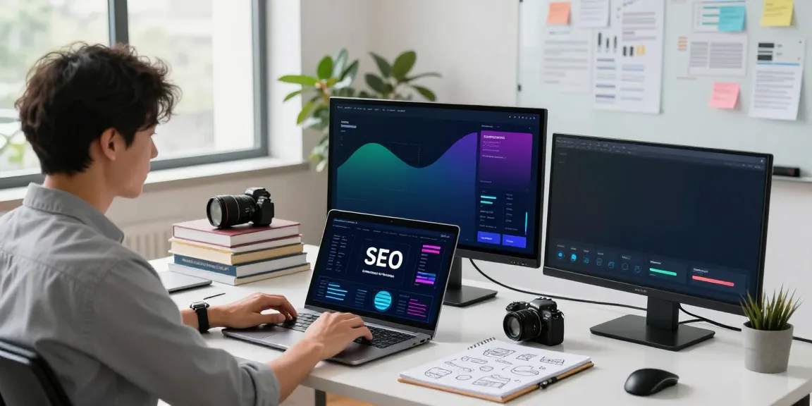 Marketer analyzing SEO strategies for instant indexing in a bright workspace.