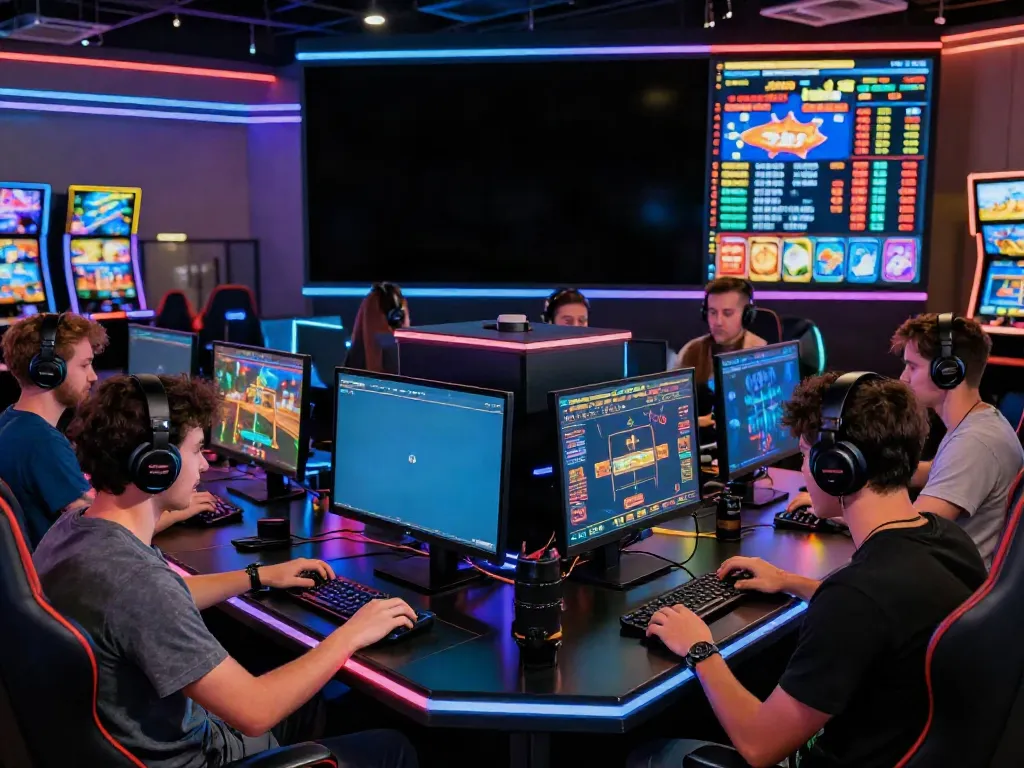 Players enjoying games at a casino not on Gamstop, immersed in a vibrant gaming environment.