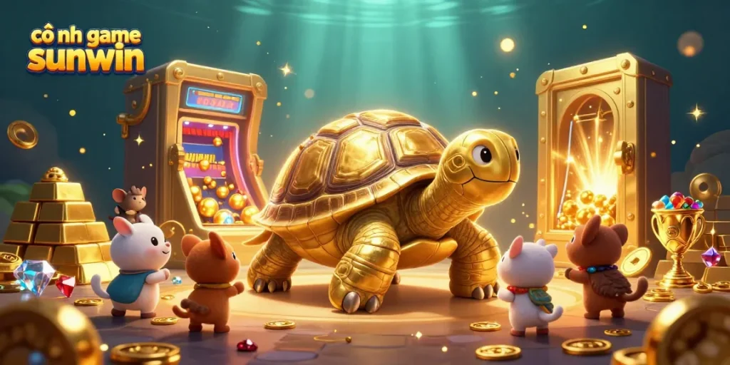 Experience the excitement of cổng game sunwin with a colossal golden tortoise and treasure-filled adventure.